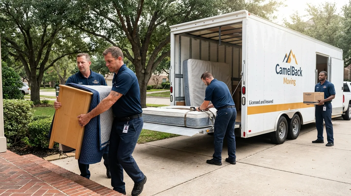 Crew loading residential truck for cross-state move from Alamosa, CO
