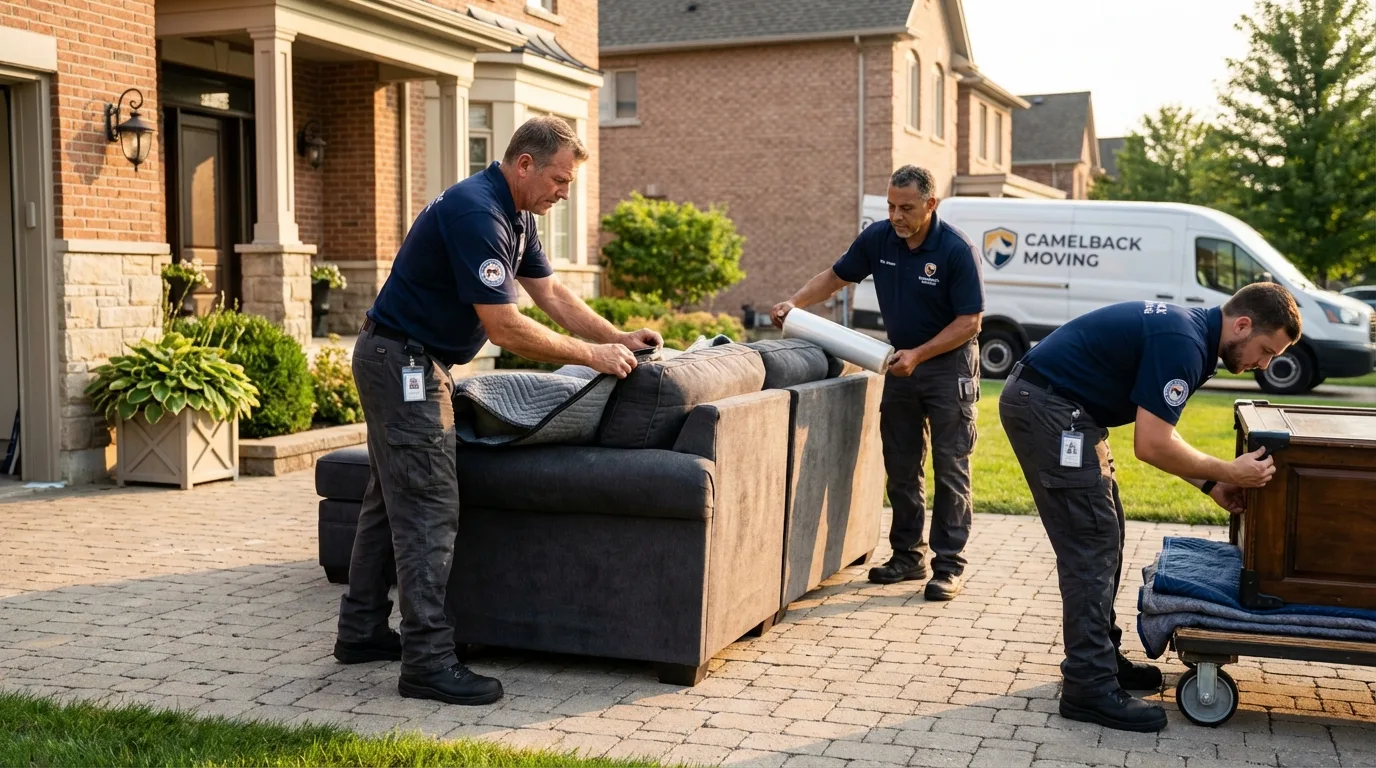 Large estate moving crew wrapping furniture in Alamosa, CO